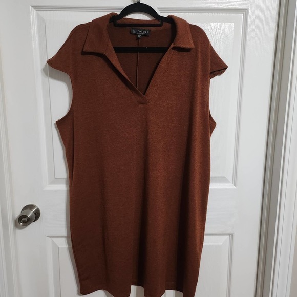 Eloquii Womens Rust Colored Stretchy Cap‎ Sleeve Dress Size 22/24 - Picture 1 of 5